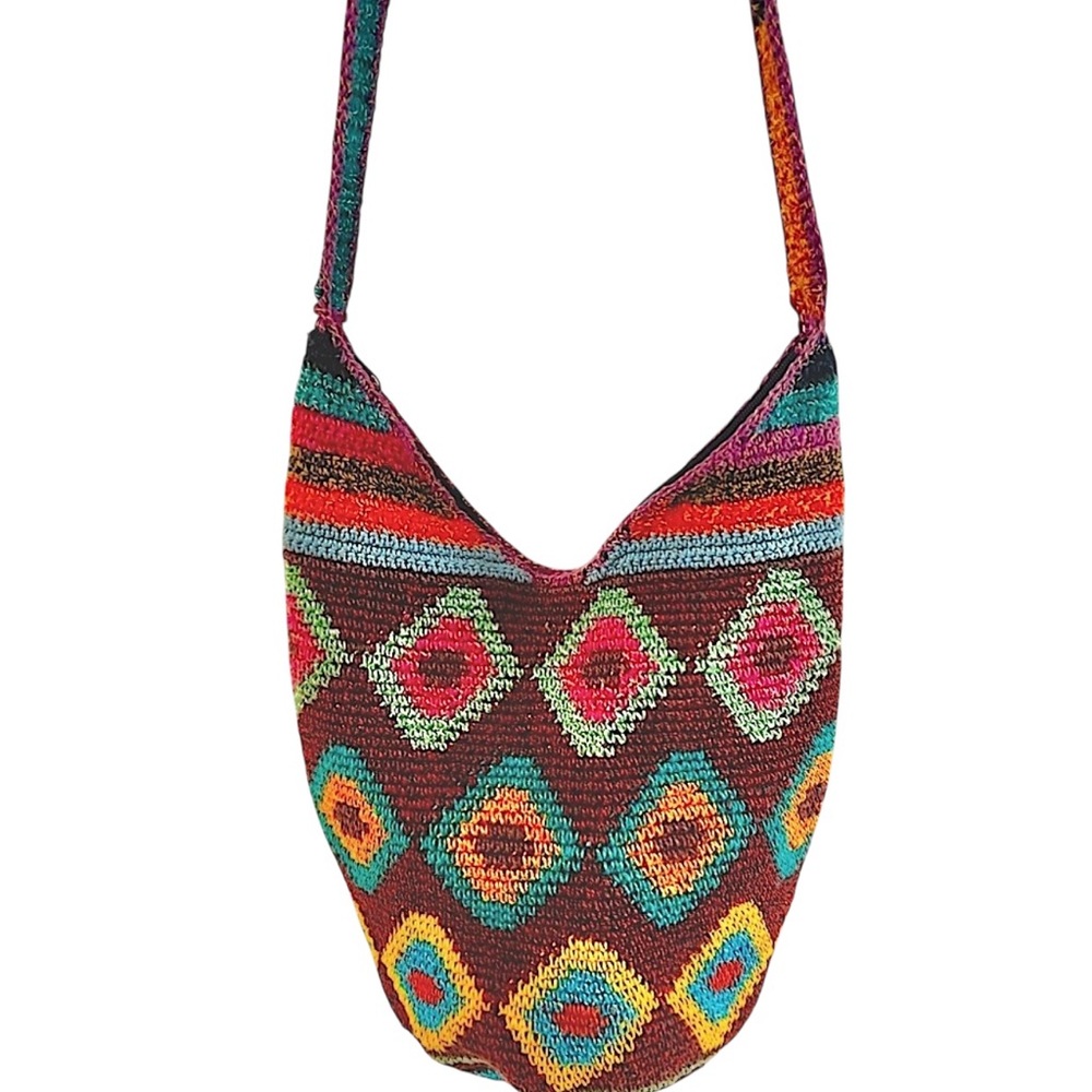 Multi Colored Crossbody Hobo Shoulder Sling Knit Bag